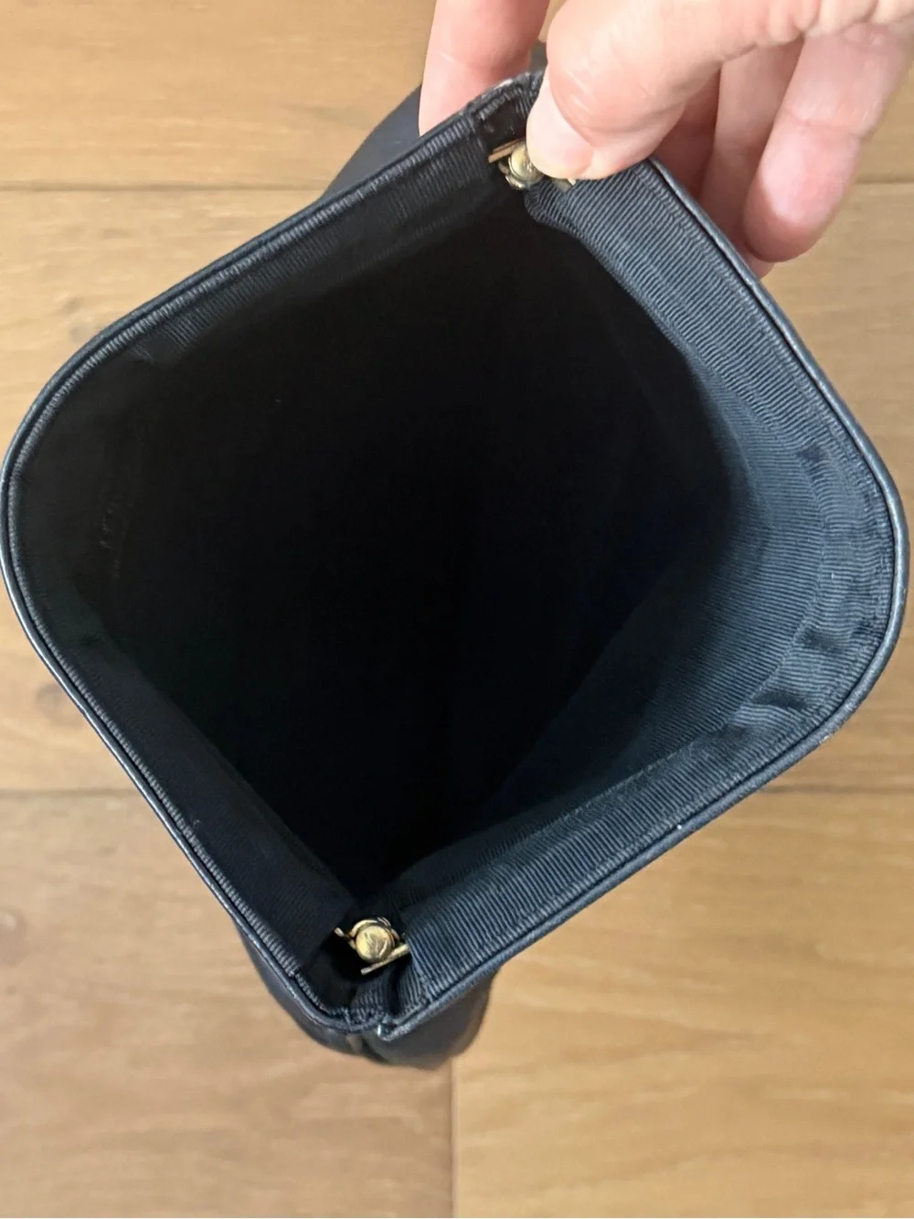 VTG Lewis Leather Foldover Pop Up Clutch Bag 60s 70s Squeeze Frame Black MCM